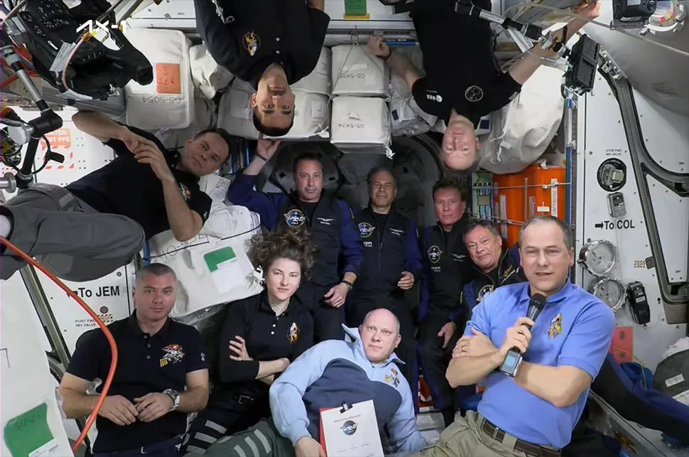 The Axiom Mission&nbsp;1 crew &mdash; the first fully private astronauts to visit the ISS &mdash; aboard the station