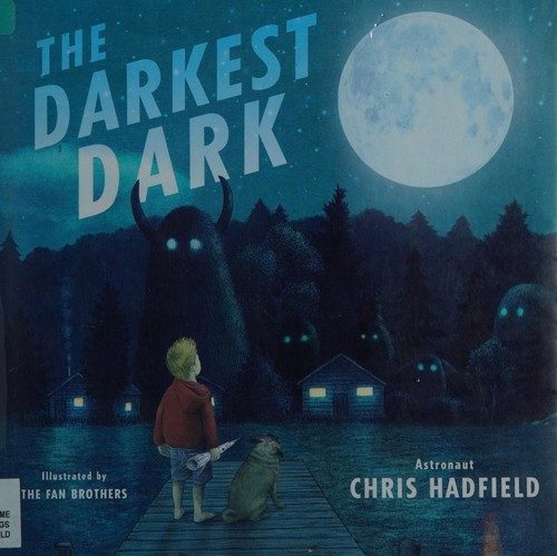 The Darkest Dark cover, a boy and his dog under a full Moon