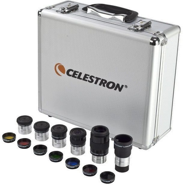 Celestron 1.25-inch Eyepiece and Filter Kit: aluminum case with five Plossl eyepieces, 2x Barlow and seven filters