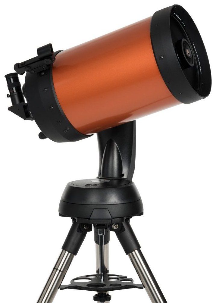 Celestron NexStar 8SE with its orange 8-inch tube on the single-arm computerized mount