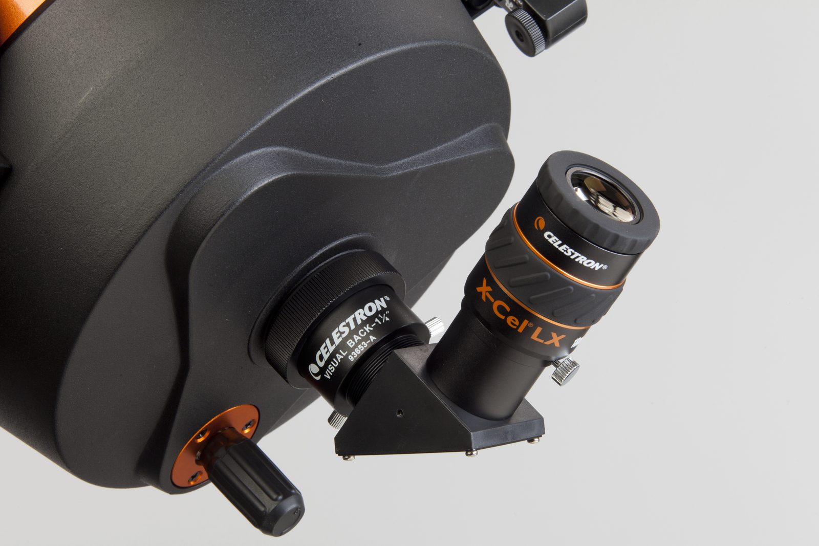 Celestron X-Cel LX eyepiece mounted in a diagonal on a NexStar 8 telescope