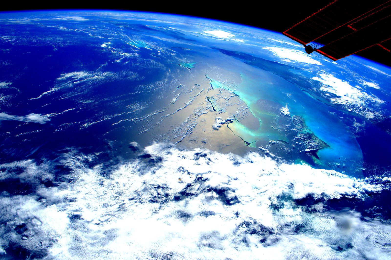 The turquoise shallows of the Bahamas seen from the International Space Station