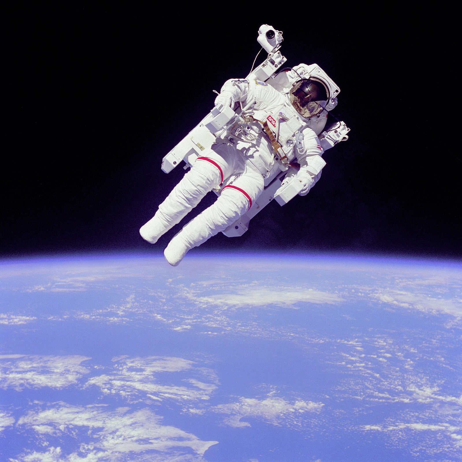 An astronaut on an untethered spacewalk high above Earth -- about as close as it gets to feeling what space is like