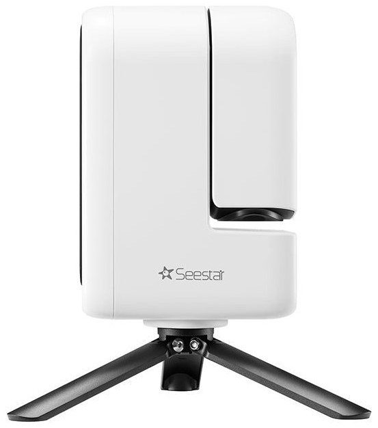 The ZWO Seestar S30 Pro smart telescope folded on its tripod