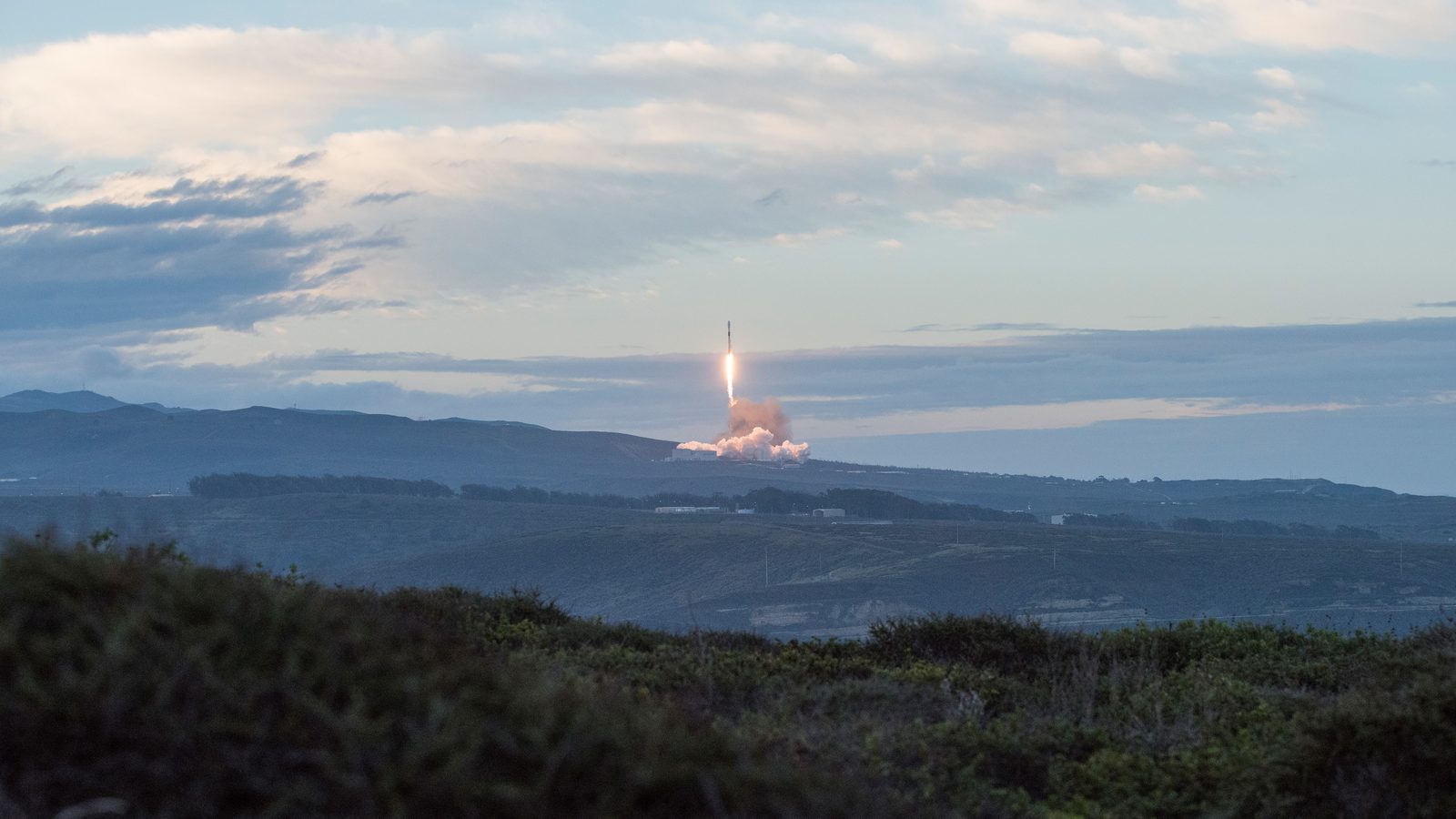 A Falcon 9 rocket launching from Vandenberg Space Force Base in California, one of four active U.S. sites open to public launch viewing