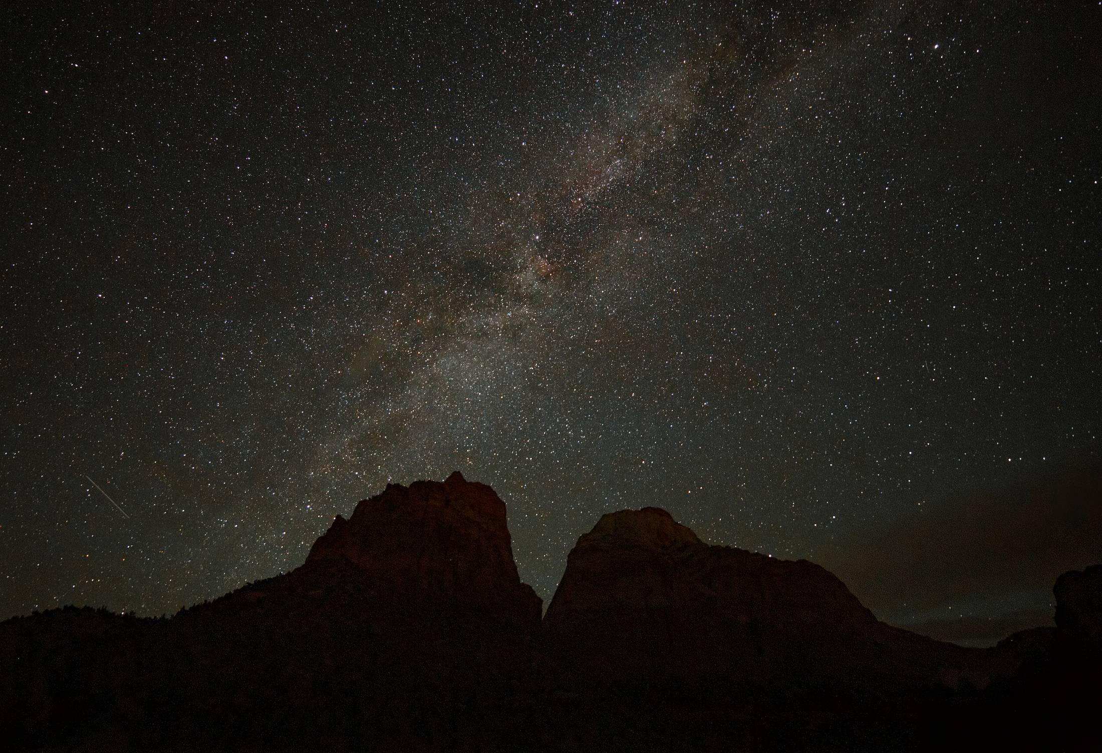 The Milky Way over the East Temple in Zion National Park, Utah &mdash; an International Dark Sky Park since 2021