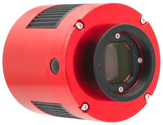 ZWO ASI294MC Pro cooled astronomy camera, angled view showing the 4/3-inch sensor