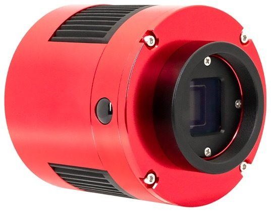 ZWO ASI533MC Pro cooled astronomy camera with its square sensor exposed