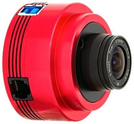 ZWO ASI678MC planetary camera with a CS-mount lens fitted